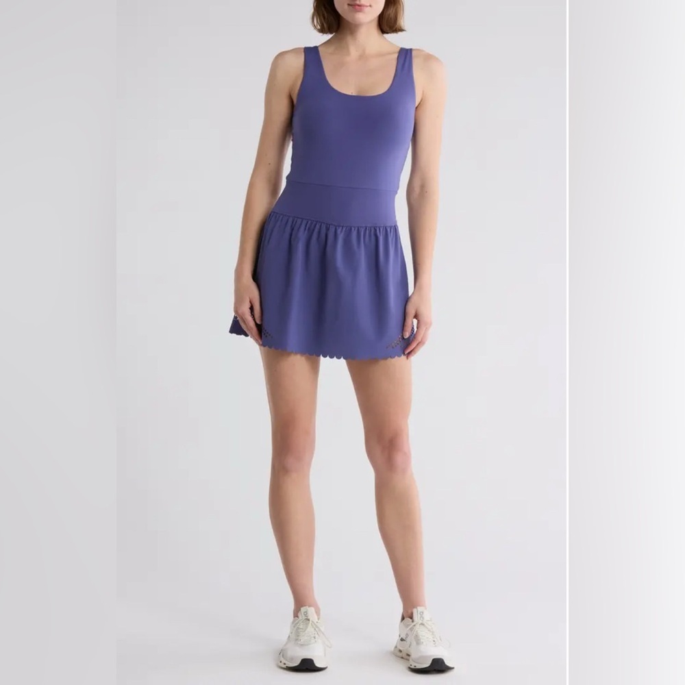 NWT Yogalicious Lux Lightstreme Hybrid Twilight Dress Romper in Skipper Blue